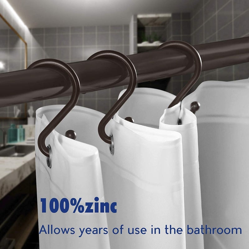 UNCONSIL Metal Shower Curtain Hooks Set of 12 Rings Rust Resistant S Shaped Hooks Hangers for Shower Curtains  Kitchen Utensils  Clothing  Towels  etc. (Bronze) - Image 2